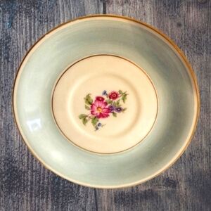 3/$30 EDGERTON Vintage Porcelain Pastel Teal Floral Saucer Decorative Wall Plate